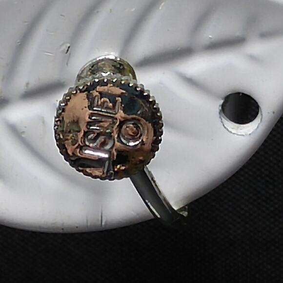 Vintage Lisner Red Screw-Back Earrings, Moonglow Silver Tone, 1950s - Picture 9 of 10